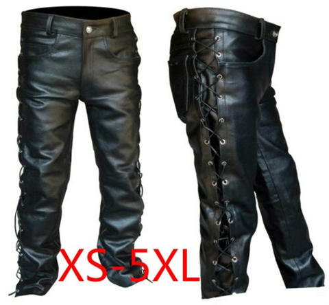 Pantalones de cuero para hombre, ropa locomotora de estilo punk para invierno, de talla grande ► Foto 1/4