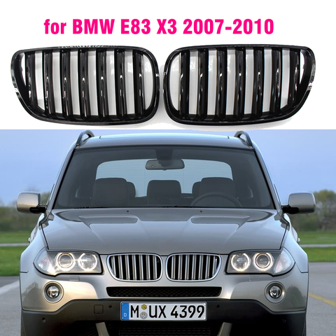 Rejilla delantera de riñón doble para BMW, accesorio de color negro con acabado brillante, estilo deportivo, modelos X3, E83, 2007, 2008, 2009 y 2010 ► Foto 1/5