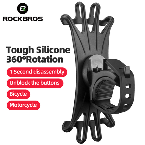 ROCKBROS-soporte elástico de silicona para teléfono de bicicleta, ajustable para la mayoría de teléfonos, soporte para manillar de motocicleta y patinete ► Foto 1/6