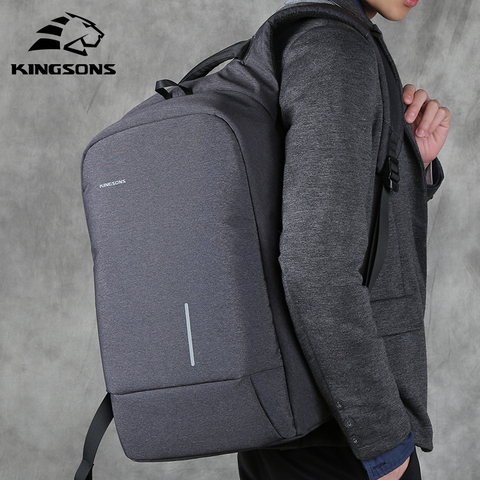 Kingsons hombres bolsa de 13''15'' de carga USB mochilas mochila Anti-robo bolsa bolsas de ordenador portátil de los hombres de la moda de las mujeres bolsas de viaje de Nylon ► Foto 1/6