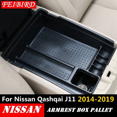 Compartimento para apoyabrazos Central, caja de almacenamiento multifunción secundaria, soportes para teléfono, bandeja accesorio para Nissan Qashqai J11 2013-2022 ► Foto 1/6