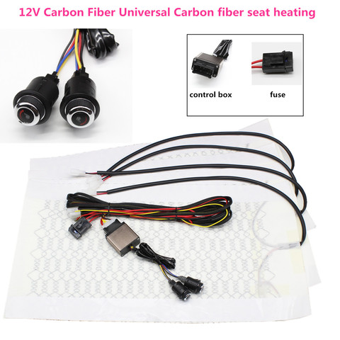 12V Universal 6 Nivel de fibra de carbono coche calefacción calentador asientos almohadillas invierno asiento calentador cubiertas Kit ► Foto 1/6