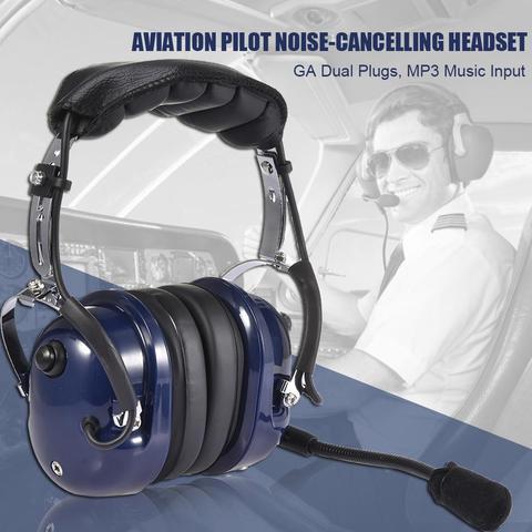 Aviador Pilot-auriculares ABS con reducción de ruido, enchufes duales GA, entrada de música MP3 con cómodos sellos para orejas, Universal, Jack de entrada de 3,5mm ► Foto 1/6