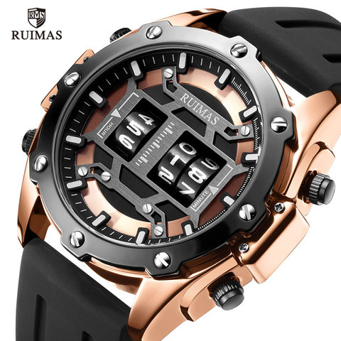 RUIMAS-relojes digitales enrollables de lujo para hombre, pulsera de cuarzo Digital, resistente al agua, militar, deportivos, 553 ► Foto 1/6