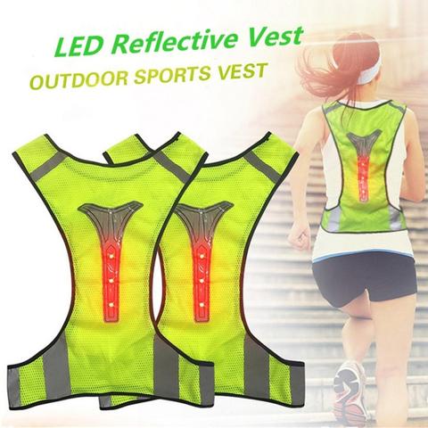 Chaqueta reflectante LED para correr de noche seguridad en ciclismo, chaleco de advertencia de alta visibilidad ► Foto 1/6