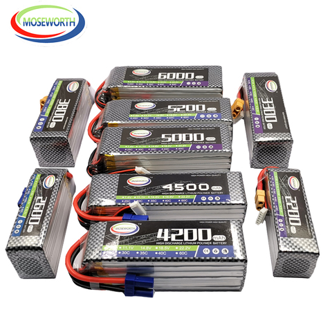 2S 3S 4S 6S juguete RC LiPo batería 7,4 V 11,1 V 14,8 V 22,2 V 2200, 3500, 4200, 5200, 6000mAh 25-60C Dron aeroplano RC Quadcopter coche barco ► Foto 1/6