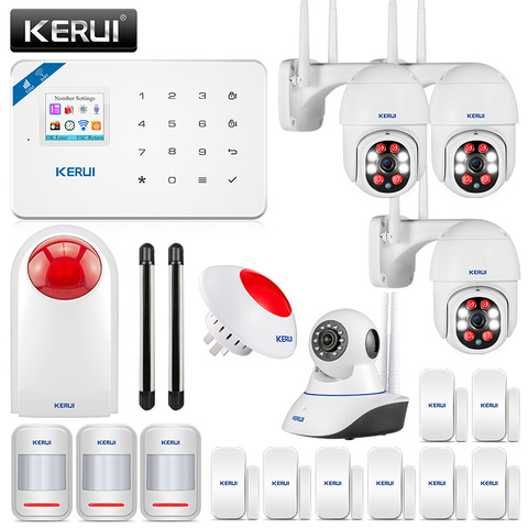 KERUI-sistema de alarma de seguridad para el hogar conexión WIFI W18 GSM, aplicación móvil que recibe pantalla a Color, Kit de seguridad inalámbrico de alarma de robos ► Foto 1/6