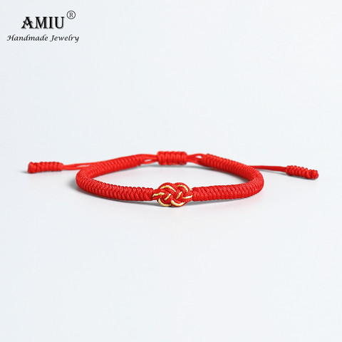 AMIU-pulsera trenzada tibetana con nudo infinito para hombre y mujer, pulseras budistas hechas a mano con nudos de cuerda, amuleto de regalo tibetano ► Foto 1/5