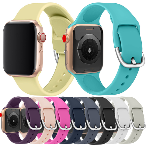 Correa deportiva de silicona para Apple Watch, 5, 4, 3, 2, accesorios, 38mm, 42mm, 4, 44mm, 40mm ► Foto 1/6