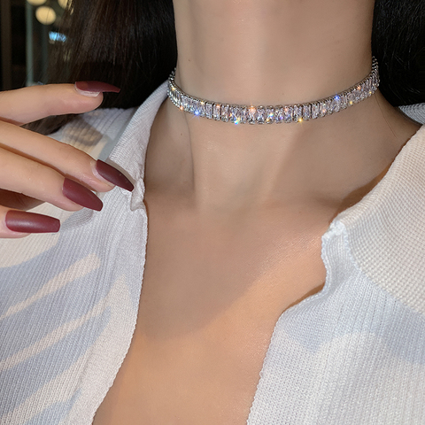 Joyería de moda de Venta caliente coreana, circón con incrustaciones de cobre, collar brillante de lujo collar atractivo de fiesta de las señoras ► Foto 1/6