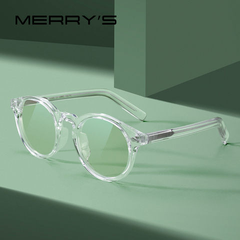 MERRYS-Gafas de bloqueo de luz azul para hombre y mujer, anteojos de diseño Retro, ovalado, luz azul, luz antiazul, redondas, Transpare, S2303 ► Foto 1/6