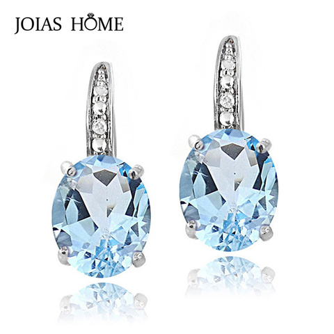 JoiasHome-pendientes de plata de primera ley y zafiro azul para mujer, aretes pequeños, plata esterlina 100%, GEMA, estilo clásico, elegante, fiesta, venta al por mayor ► Foto 1/6