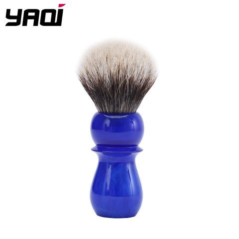 Yaqi-cepillo de afeitar para Barbero, brocha de afeitar para pelo de tejón de dos bandas, mango azul profundo Arctic Sky, 24mm ► Foto 1/6