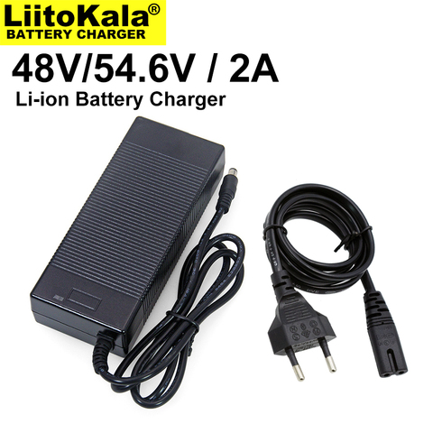 1-30 Uds Liitokala V/48V/54,6 V cargador para la batería de 48V Paquete de 2A/2000mA corriente de carga DC 5,5*2,1 macho ► Foto 1/5