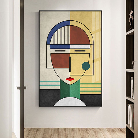 Cuadro abstracto moderno con cara de empalme, lienzo geométrico, póster impreso, sala de estar de pared para imágenes artísticas, dormitorio, decoración del hogar ► Foto 1/6