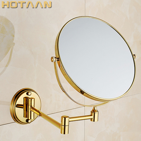 Espejo de baño de 8 pulgadas para higiene bucal, espejo cosmético doble de latón dorado montado en la pared (1:1 y 1:3), envío gratis ► Foto 1/6