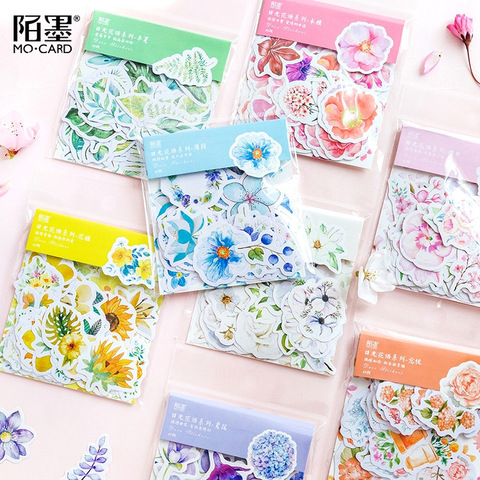 45 unids/pack momm Kawaii diario de Decoracion Japanese lindo diario flores pegatinas Scrapbooking escamas papelería suministros escolares ► Foto 1/5