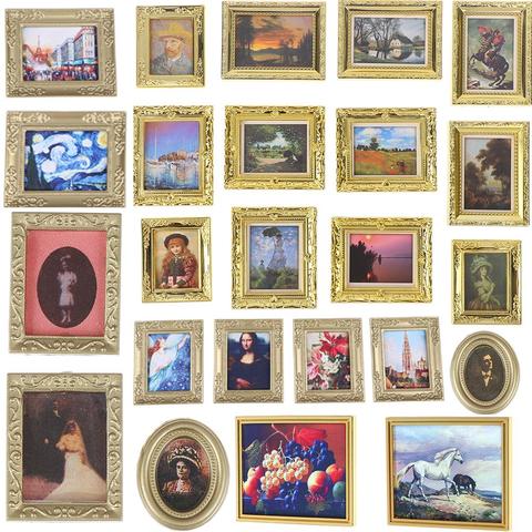 Vintage 1:12 escala fotos pintura Mural cuadro De pared para 1:12 Casa De muñecas miniatura Miniaturas Casa De Munecas ► Foto 1/6