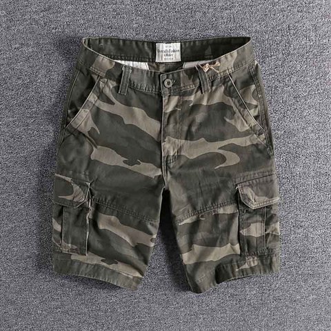 2022 camuflaje herramientas pantalones cortos de los hombres suelto americano ropa casual tendencia de verano deportes pantalones de algodón puro de alta calidad 0228 ► Foto 1/5