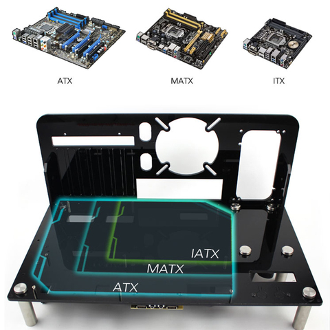 Caja de Juegos de ordenador ATX Micro ATX ITX, minitaladro de placa base, carcasas de PC DIY, cajas de escritorio con marco de acrílico abierto + Metal ► Foto 1/5