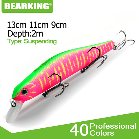 BEARKING-Señuelos de Pesca artificiales, señuelos de calidad minnow, 13cm, 11cm, 9cm, suspensión, modelo caliente, crankbaits popper ► Foto 1/6