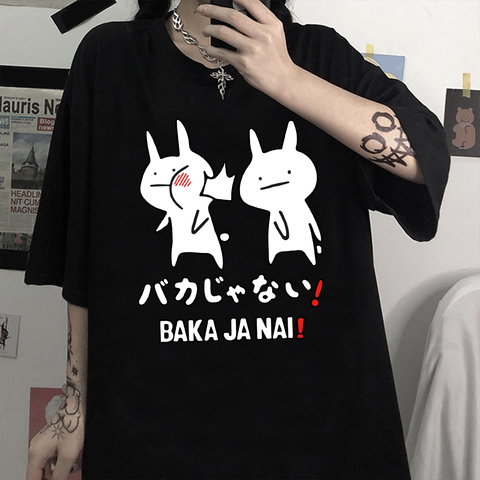 Camiseta japonesa de conejo Baka para mujer, ropa de calle Harajuku, camiseta de manga corta de verano ► Foto 1/6