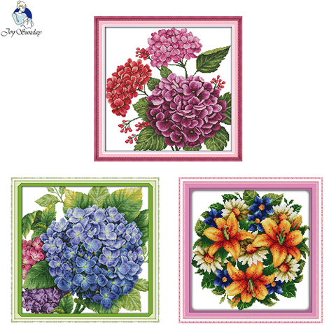 Alegría Domingo Hortensia serie patrón de flor Cruz puntada 14ct blanco 11ct impresión kit punto de cruz bordado de aguja DIY conjunto ► Foto 1/6