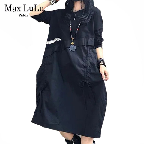 Max LuLu-vestido negro informal de estilo europeo para mujer, ropa de retales estampada, Punk, talla grande, primavera 2022 ► Foto 1/6