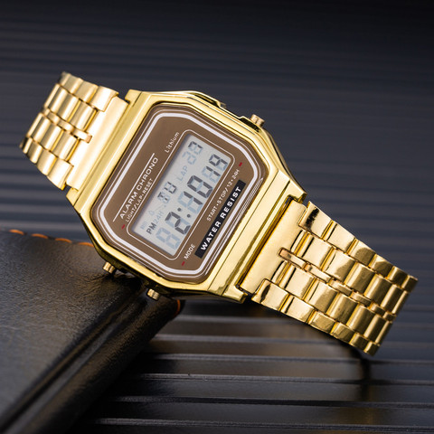 Relojes digitales de lujo para Mujer, pulsera de eslabones de acero inoxidable, de negocios, electrónico, masculino ► Foto 1/6