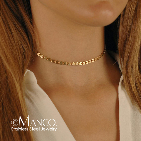 EManco-gargantilla de acero inoxidable dorada para mujer, collares estéticos coreanos para mujer, collar de mejor amiga, joyería ► Foto 1/6