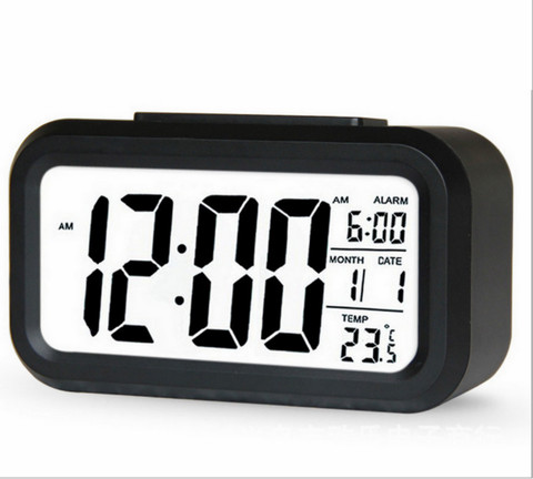 Gran oferta, reloj Digital LED, retroiluminación, Snooze, calendario mudo, Bcaklight electrónico de escritorio, relojes de mesa ► Foto 1/6