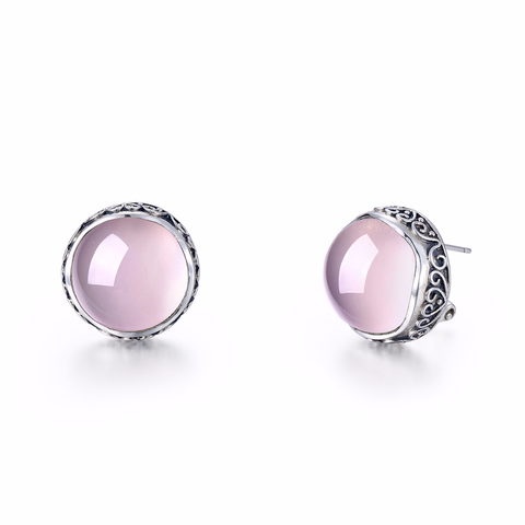 Pendientes pequeños de piedra lunar rosa para Mujer, aretes llamativos Vintage, joyería de moda de boda, 2022 ► Foto 1/3