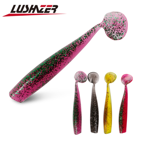 LUSHAZER-señuelo suave de pesca de silicona, 4 unids/lote, 8g, 11cm, Wobblers, doble Color ► Foto 1/6