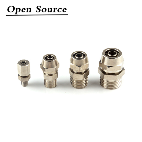 Tubo OD 4, 6, 8, 10, 12mm a M5, 1/8, 1/4, 3/8 y 1/2 pulgadas, rosca macho BSP, accesorios de tubería de tornillo rápido neumático, PC ► Foto 1/6