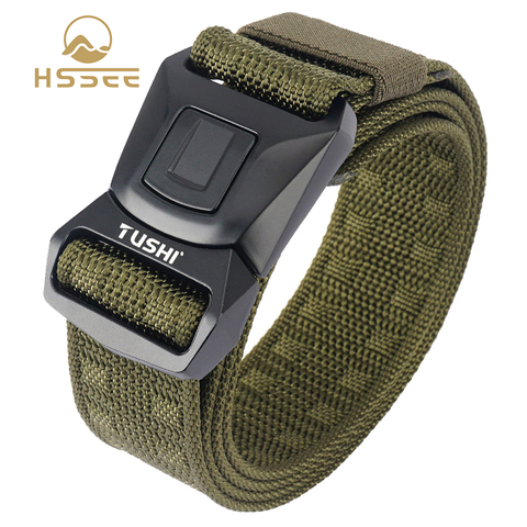 HSSEE-cinturón táctico oficial de metal, hebilla de liberación rápida, resistente al óxido, cinturón militar suave de nailon 1200D, accesorios deportivos ► Foto 1/6