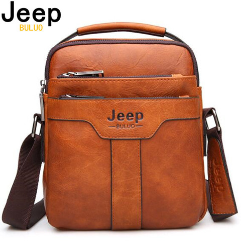 BULUOJEEP hombres bolsas Messenger gran capacidad bolso para hombre divisor de cuero, bolso de hombro, Crossbody marrón de negocios hombre Regalos ► Foto 1/6