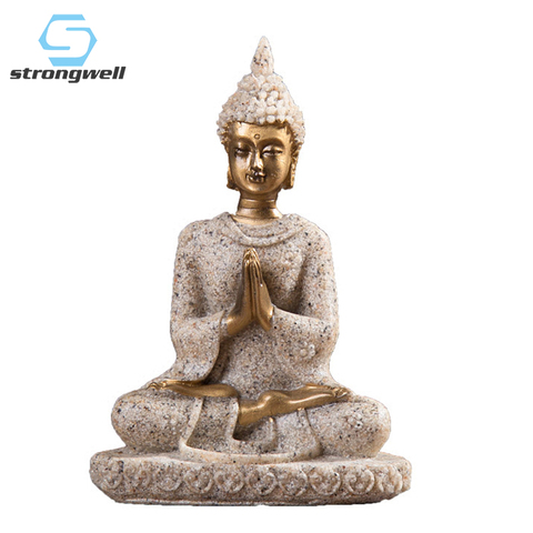 Fengshui-figura única de Buda, escultura tailandesa, estatua de budismo, resina, felicidad, Buda, accesorios de decoración para el hogar, regalos ► Foto 1/6