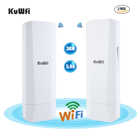 KuWFi-enrutador Wifi 5,8G para exteriores, repetidor inalámbrico de puente de 900Mbps, 3-5KM, largo alcance, cobertura Wifi, antena de alta ganancia 14dBi ► Foto 1/6