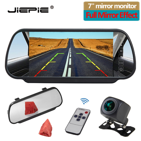 JIEPIE-kit de monitor de cámara de marcha atrás de 7 pulgadas, vista trasera de coche, Monitor de espejo blanco de aparcamiento con cámara de visión nocturna, cámara de visión trasera ► Foto 1/6