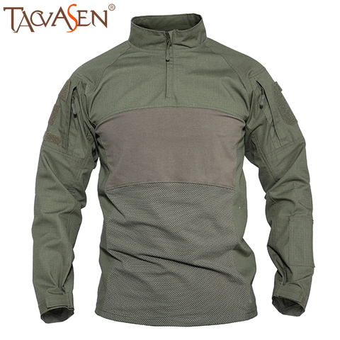 TACVASEN-camisetas tácticas militares de manga larga para hombre, camisetas de combate Rapid Airsoft de algodón para caza al aire libre, camisetas M-5XL ► Foto 1/6