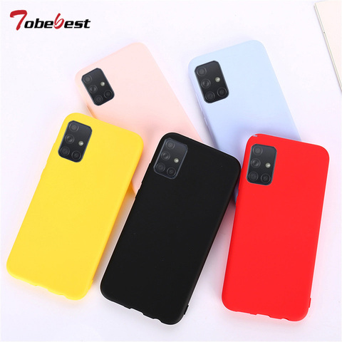 Caramelo de Color sólido de silicona caso para Samsung Galaxy A51 A71 A81 A91 A01 A11 A21 A70E A41 A31 A21S M51 M31 5G A30 A50 A70 cubierta ► Foto 1/6