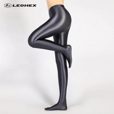 LEOHEX Spandex brillante opaco Pantyhose brillante alta cintura medias Sexy medias yoga pantalones entrenamiento mujeres deportes leggings fitness ► Foto 1/6