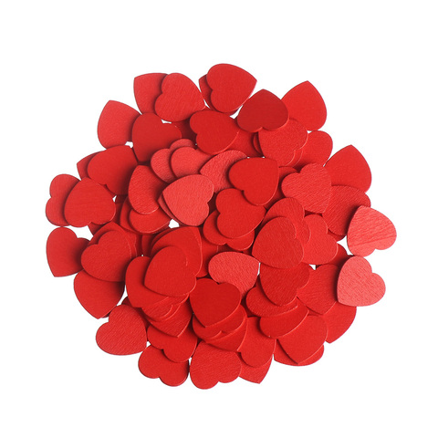 Lote de 100 unidades de confeti rojo de madera de 18mm con coloridos corazones para Decoración de mesa, adornos para fiesta de boda ► Foto 1/6