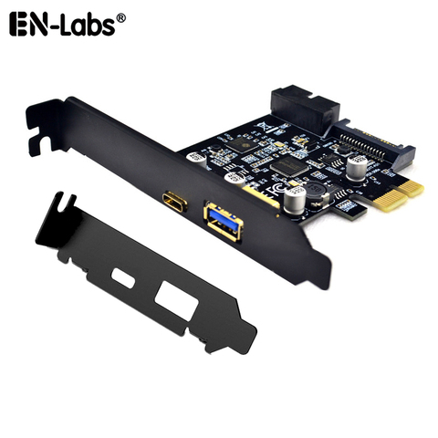 Tarjeta USB 3,1 USB C PCI express con cubierta PCI Solot de bajo perfil, PCI-e A USB 3,1 Gen 1 USB-C y Tipo A con tarjeta de expansión USB de 20 pines ► Foto 1/5