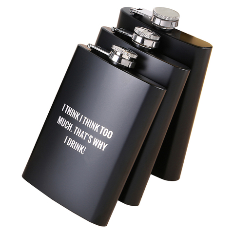 OZ 8 onzas de animación de inglés de Metal negro mate de la cadera de acero inoxidable frasco jarra botella de Alcohol Whisky Vodka logotipo personalizado hecho ► Foto 1/6