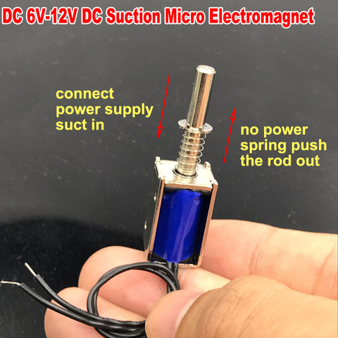 Mini electroimán solenoide DC de 5V-12V y 6V, tipo de succión de empuje, Micro imán eléctrico para electrodomésticos, imán de resorte ► Foto 1/5