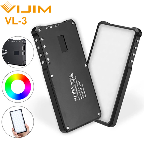 VIJIM VL-3 Color RGB luz LED para vídeo con pantalla OLED Luz de estudio de fotografía para Canon Nikon Sony DSLR Luz de relleno ► Foto 1/6