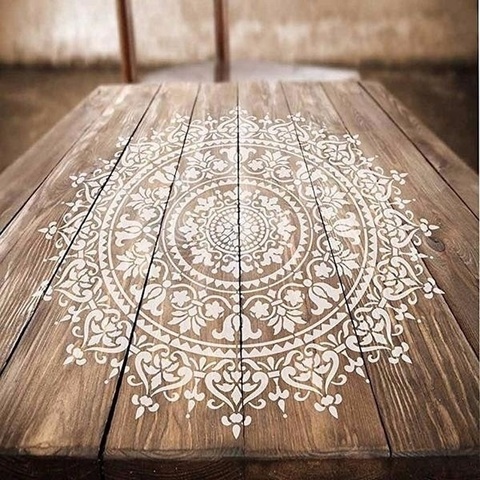 50*50cm de gran tamaño DIY Mandala plantilla para pintura en madera de arte en las paredes álbum de recortes estampado álbum estampado tarjetas ► Foto 1/6