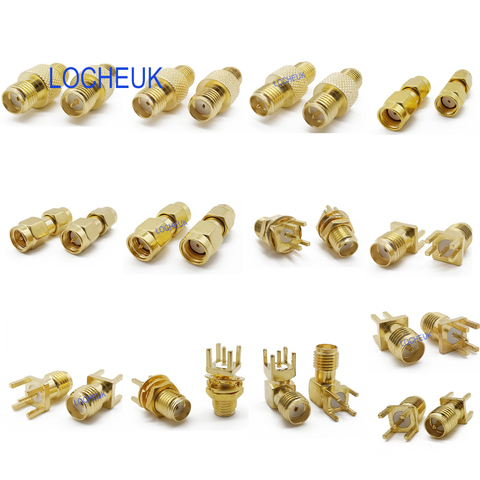 Kits de Adaptador Coaxial RF SMA macho hembra, enchufe Jack a RP SMA macho hembra, conector de antena WiFi, montaje de PCB de soldadura, 2 uds. ► Foto 1/6