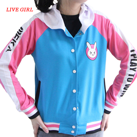 Ropa de Anime sudadera de juego DVa disfraz de Cosplay D.Va abrigo de béisbol para adulto D.Va chaqueta femenina Cosplay sudaderas finas para hombres y mujeres ► Foto 1/4